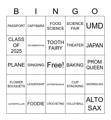 JOURNEY TO COLLEGE SEND OFF BINGO Card