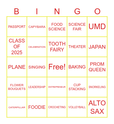 MAKAILA'S JOURNEY TO COLLEGE SEND OFF Bingo Card