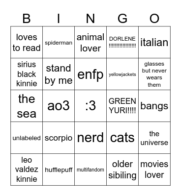pam’s bingo Card