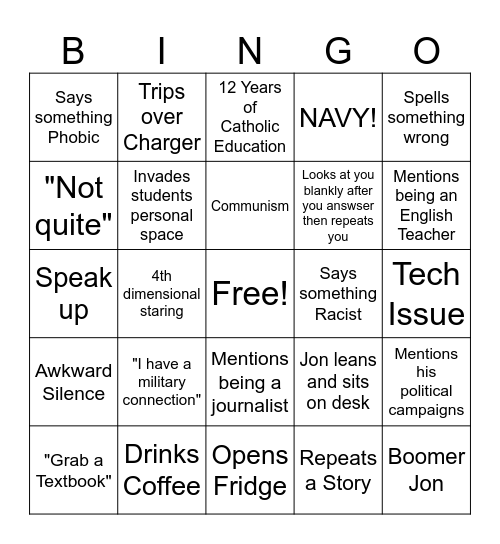 Jon Altmann - APUSH Bingo Card