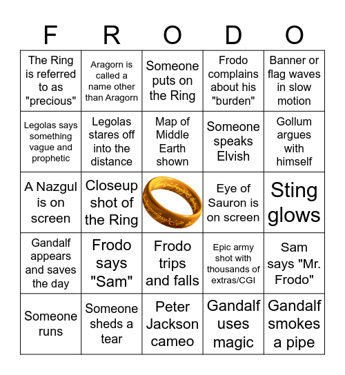 LotR Bingo Card