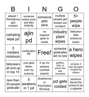 golden order bingo Card