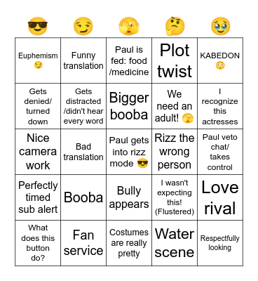 RIZZ-Time!!! Bingo Card