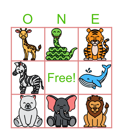 RYANE'S WILD ANIMALS Bingo Card