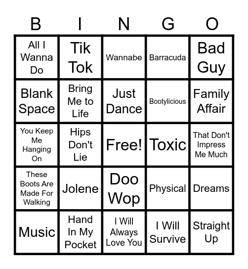Women Rock! Bingo Card