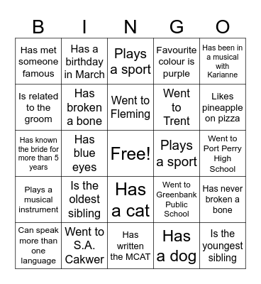 Karianne's Bachelorette BINGO Card