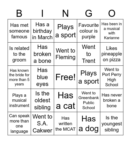 Karianne's Bachelorette BINGO Card