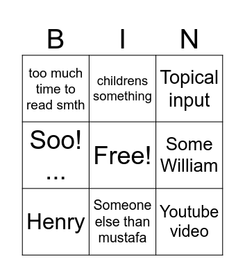 History in English BINGO Card