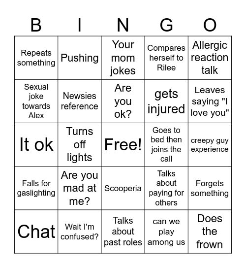 Lauren Bingo Card