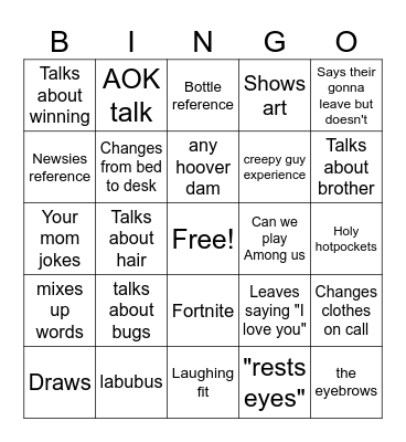 Rilee's Bingo Card