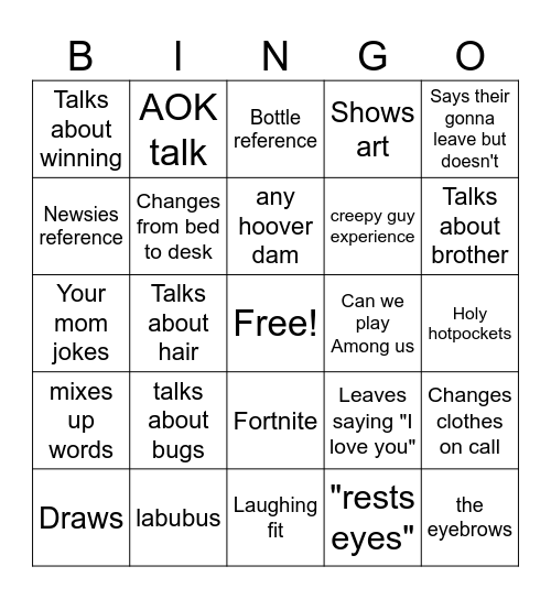 Rilee's Bingo Card
