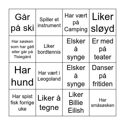 Finn en som... Bingo Card