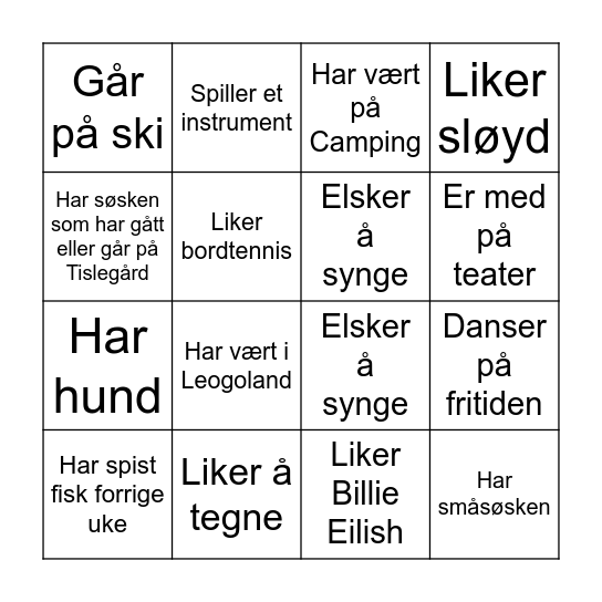 Finn en som... Bingo Card