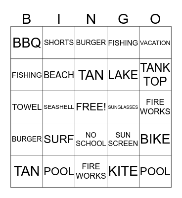 Summer Bingo Card