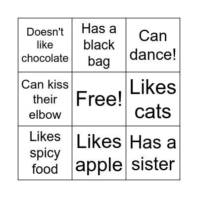 Find Someone Who! Bingo Card