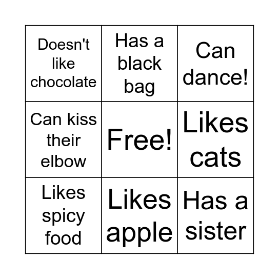 Find Someone Who! Bingo Card
