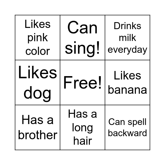 Find Someone Who Bingo Card