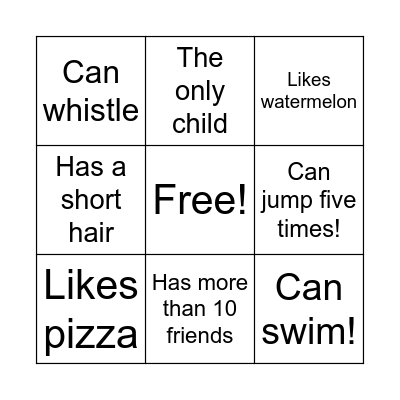 Find Someone Who Bingo Card