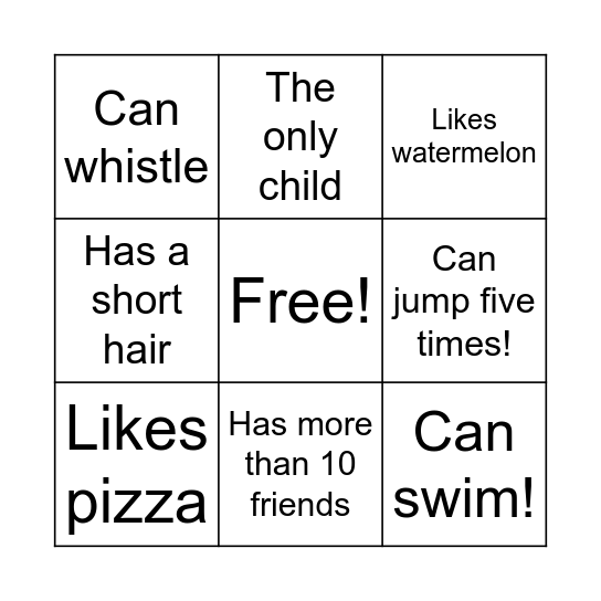 Find Someone Who Bingo Card