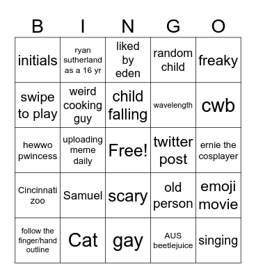 INSTAGRAM REELS BINGO Card