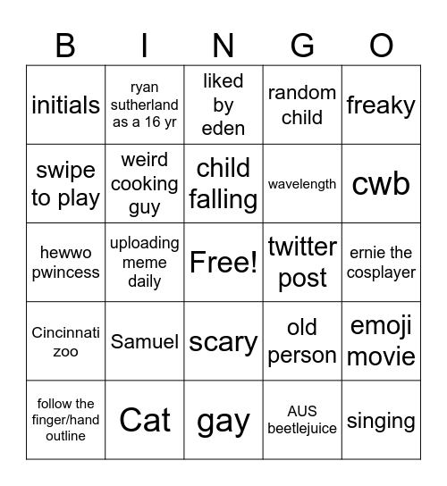 INSTAGRAM REELS BINGO Card