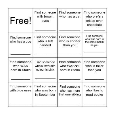 House Project Human Bingo Card