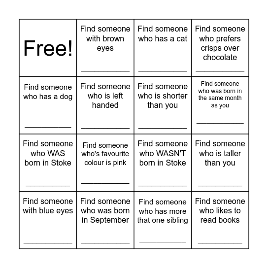 House Project Human Bingo Card