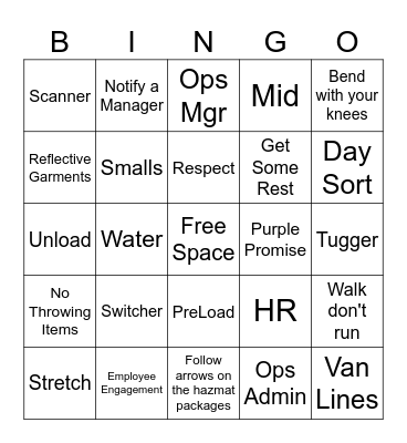 FedEx Ground BINGO Card