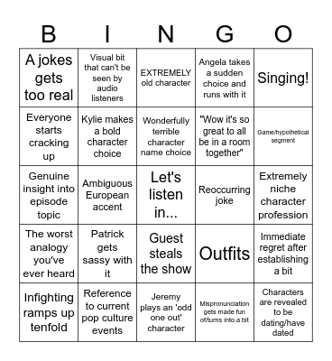 AOAOAOA BINGO! Bingo Card