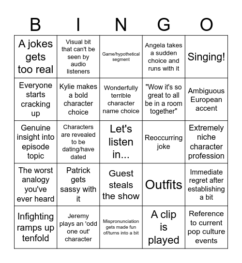 AOAOAOA BINGO! Bingo Card