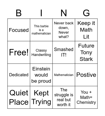 Bingo Math Bingo Card