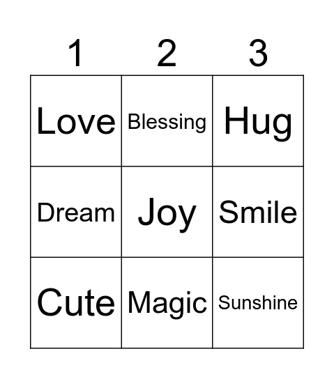 Rebeka's Little Blessings Bingo Card