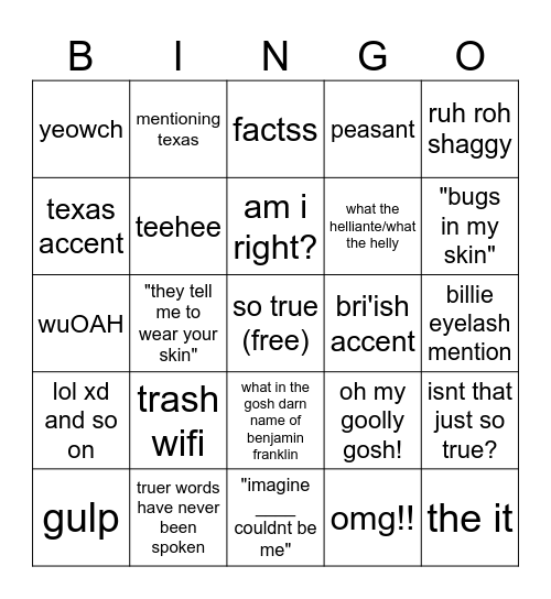 epic Bingo Card