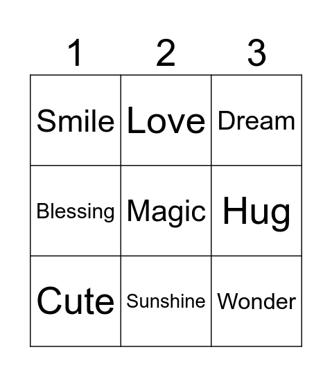 Rebeka's Little Blessings Bingo Card