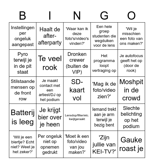 FOTO/VIDEO BINGO Card