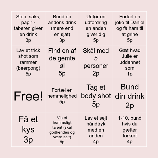 Julies bingo Card
