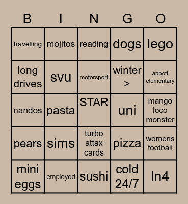 POPPY Bingo Card
