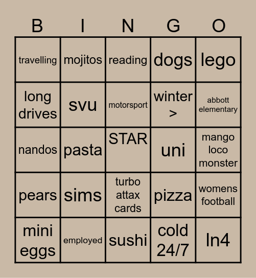 POPPY Bingo Card