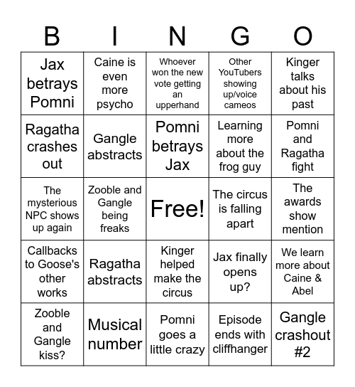 TADC Ep 6 Bingo Card
