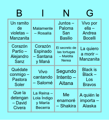 BINGO MUSICAL Bingo Card