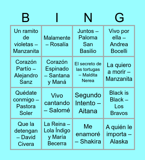 BINGO MUSICAL Bingo Card