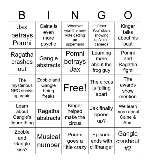 TADC Ep 6 Bingo Card