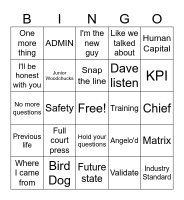 Ben Bingo Card