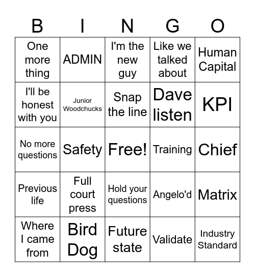 Ben Bingo Card