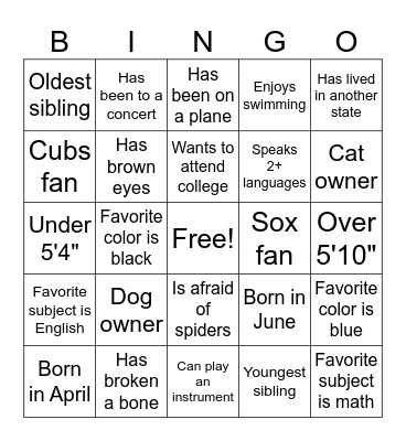 Garcia Bingo Card