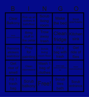 Clean up Reset Bingo Card