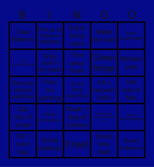 Clean up Reset Bingo Card