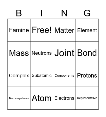 Science Vocabulary Bingo Card