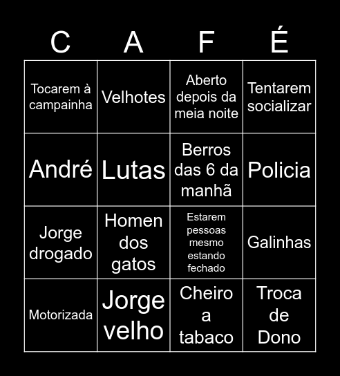 Café  bingo Card