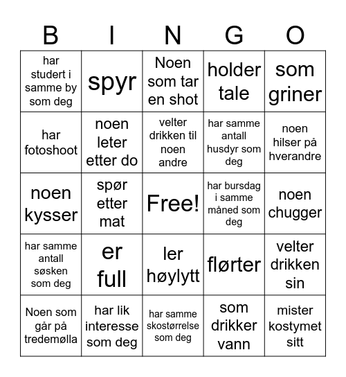 Innflytningsfest!! Bingo Card
